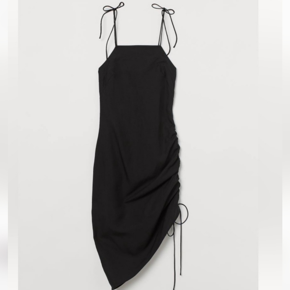 H&M Black Ruched Midi Dress